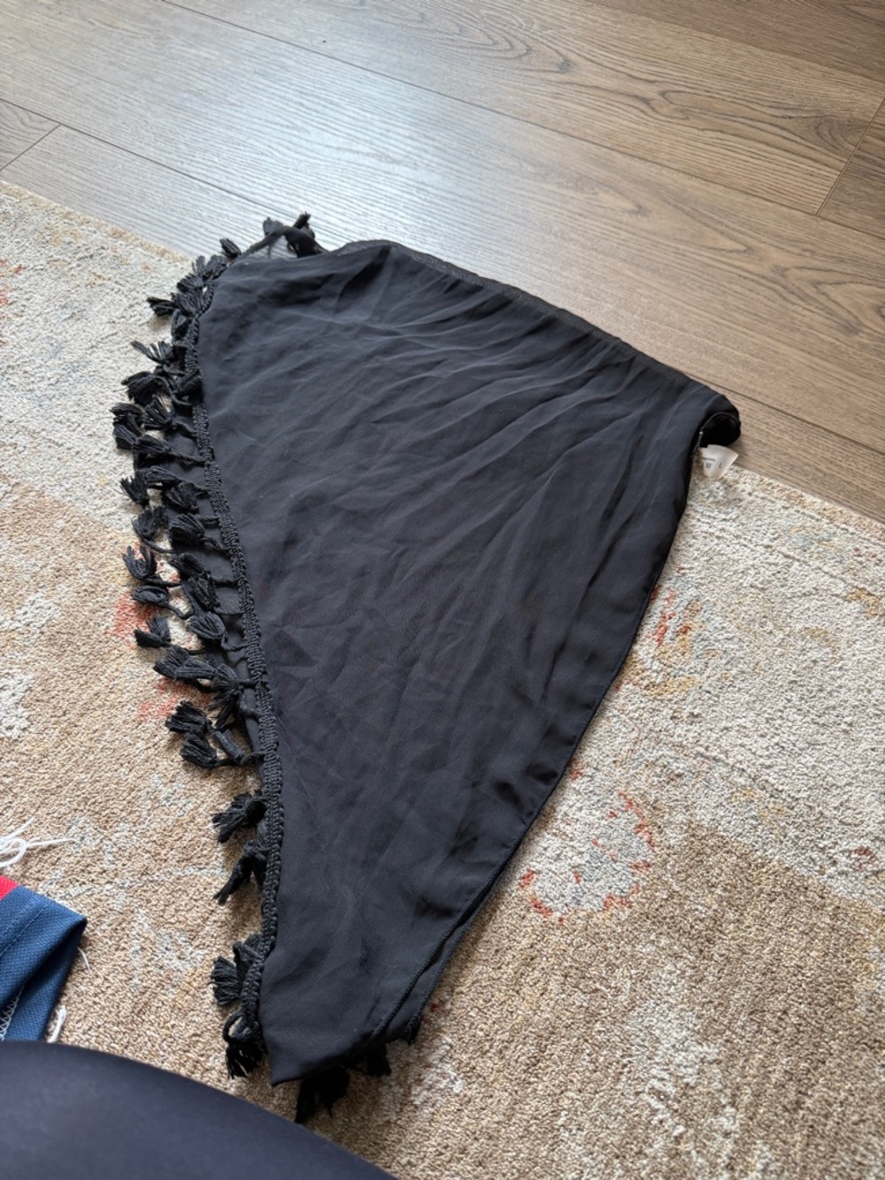 Black Tassel Triangle Scarf Wrap